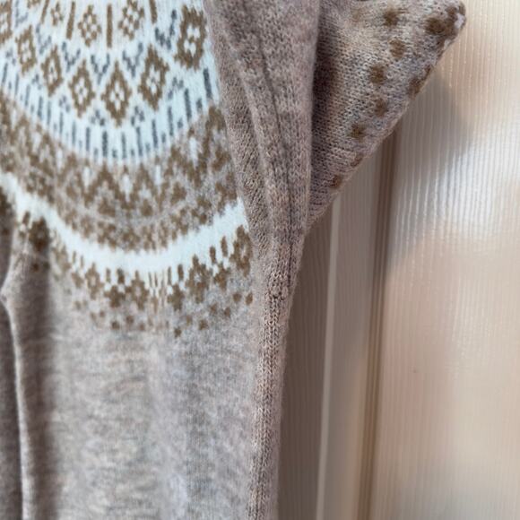 Abercrombie & Fitch Fair Isle Mock Neck Sweater Dress Size M Tan Beige Neutral - Picture 6 of 8